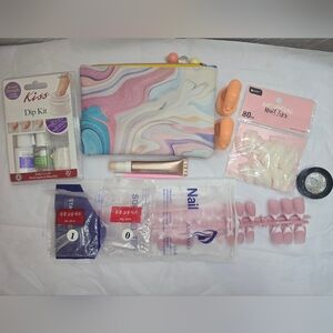 DIY Nail Starter Kit – Kiss Dip Kit, Practice Fingers, Press-Ons, Nail Tips & Ar
